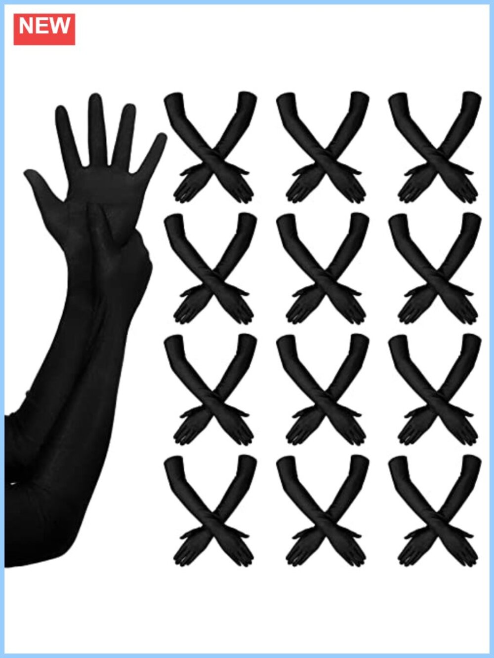 Long Satin Gloves 12 Pairs Elbow Opera Formal Stretchy 1920s Style